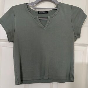 Brandy Melville Green Crop Cut Out T-Shirt